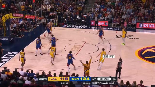 Austin Reaves with a deep 3 vs the Denver Nuggets