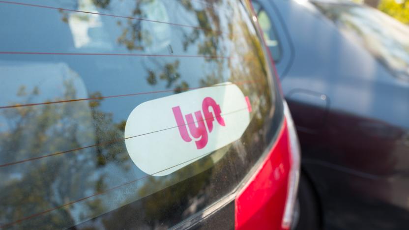 Sticker for Lyft on the back of a Lyft ride sharing vehicle in the Silicon Valley town of Santa Clara, California, August 17, 2017. (Photo via Smith Collection/Gado/Getty Images).