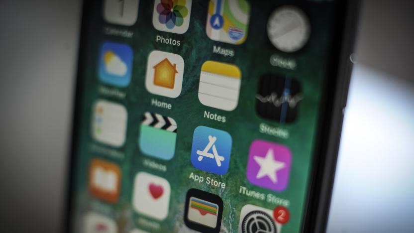 The App Store application is seen on an iPhone on October 1, 2018. (Photo by Jaap Arriens/NurPhoto via Getty Images)