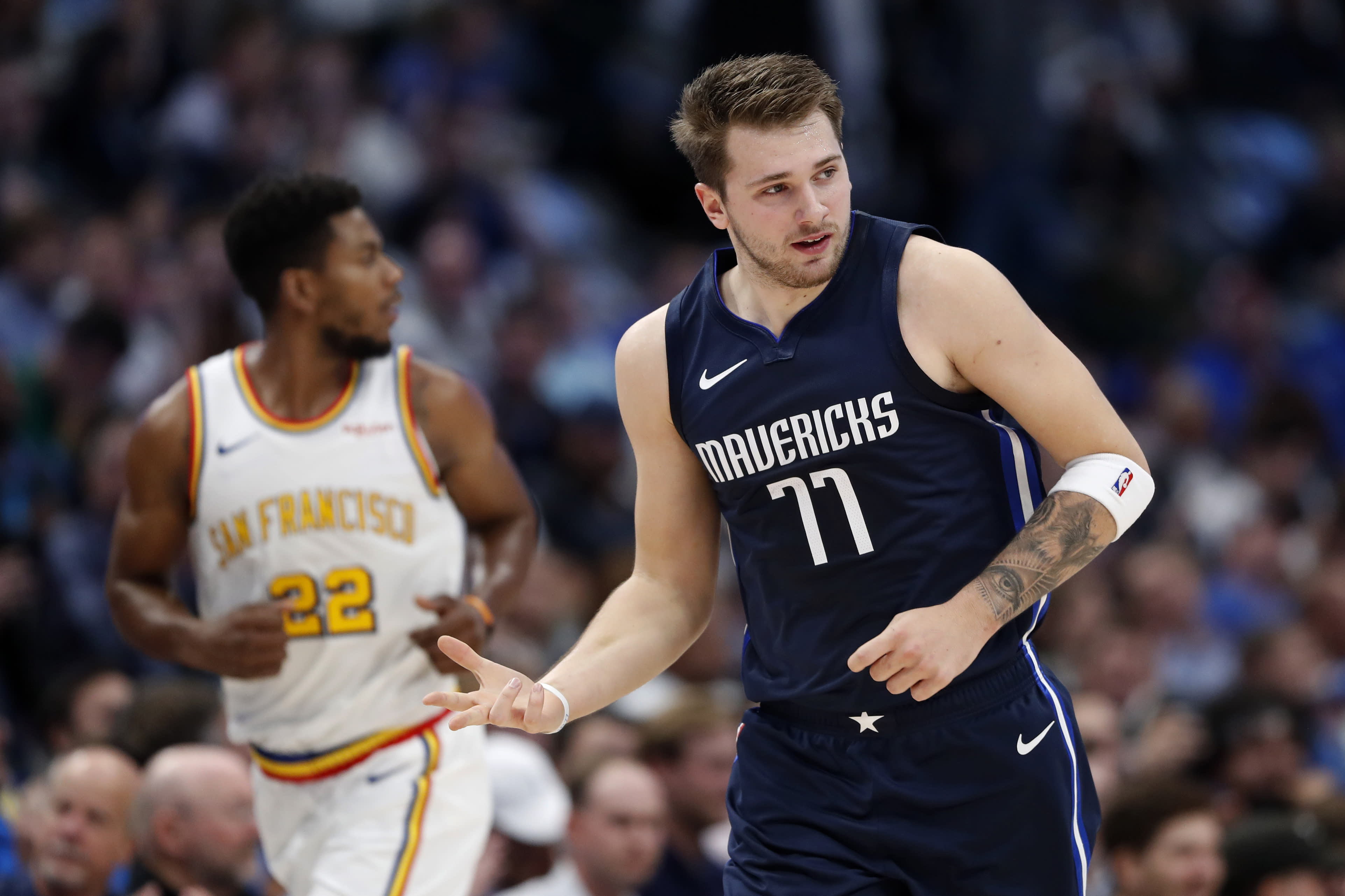 Doncic has 33 first-half points, Mavs hammer Warriors 142-94