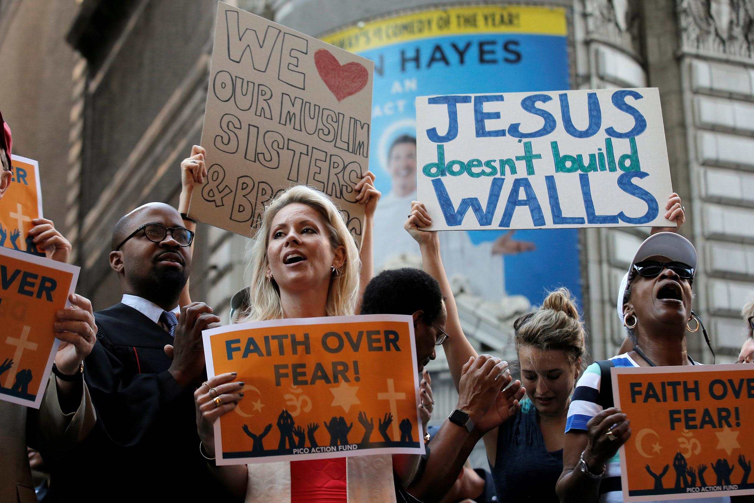 Religious Protesters Gather Outside Donald Trump Meeting in New York