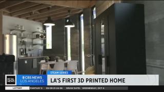 The Burbank Solar Futures House is constructed out of concrete, using 3-D  printing technology - CBS Los Angeles