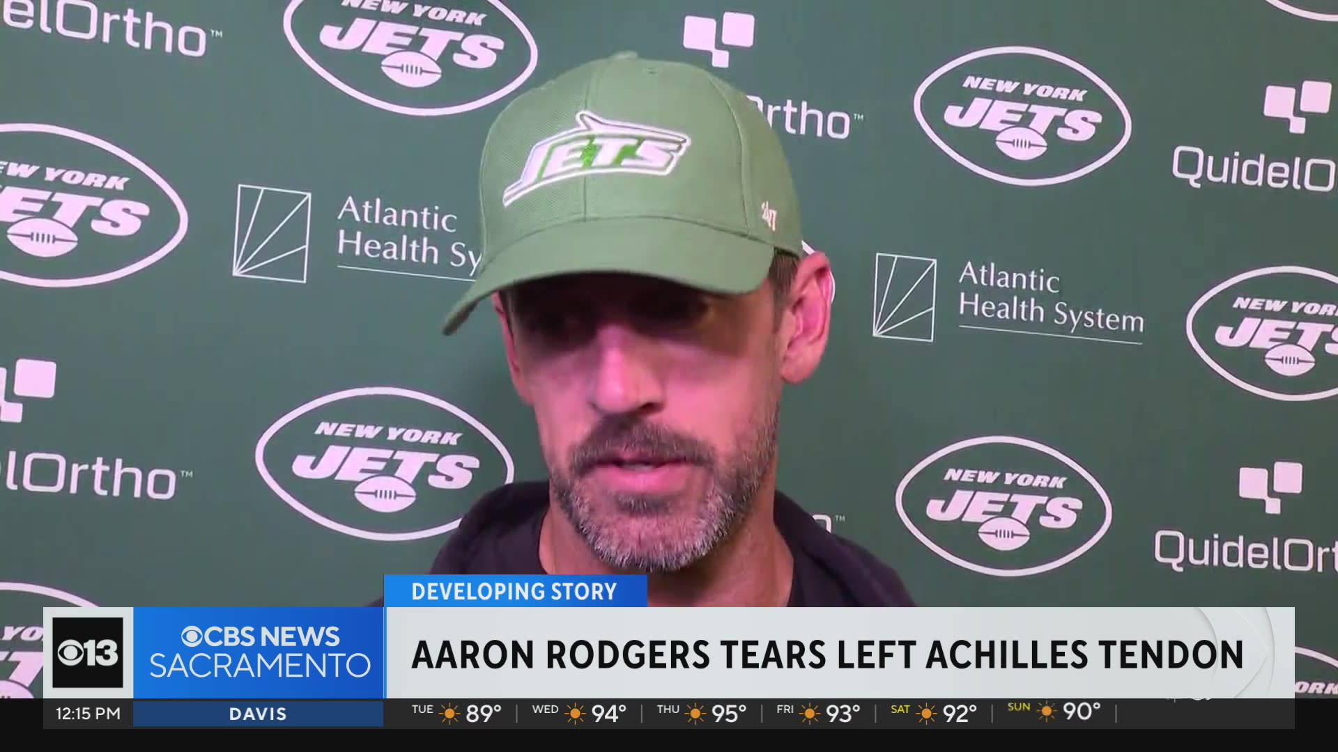 Jets confirm Aaron Rodgers out for the season with torn left Achilles  tendon - CBS New York