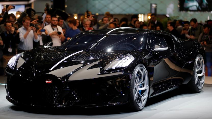 The new Bugatti La Voiture Noire is displayed at the 89th Geneva International Motor Show in Geneva, Switzerland March 5, 2019. REUTERS/Pierre Albouy