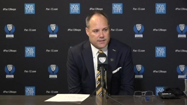 Head coach Mark Fox follows up with media after California men's basketball falls in the quarterfinals of the 2021 Pac-12 Men's Basketball Tournament