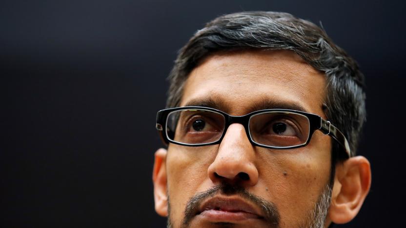 Google CEO Sundar Pichai testifies at a House Judiciary Committee hearing “examining Google and its Data Collection, Use and Filtering Practices” on Capitol Hill in Washington, U.S., December 11, 2018. REUTERS/Jim Young