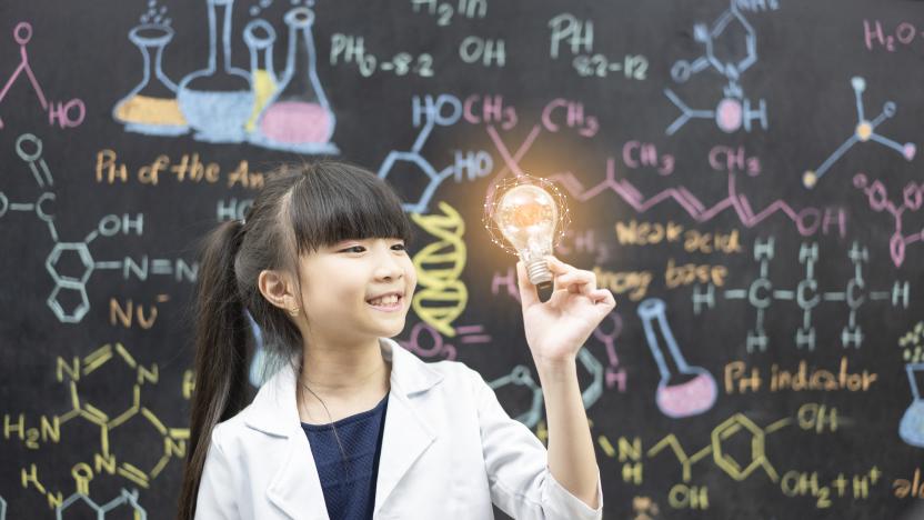 Beautiful girls have ideas for science.