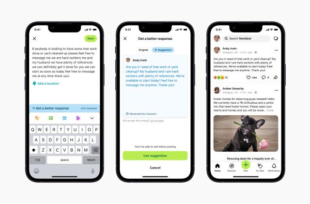 Nextdoor's generative AI assistant will rewrite posts to "get better responses."