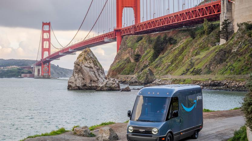 Amazon's Rivian electric delivery van in San Francisco