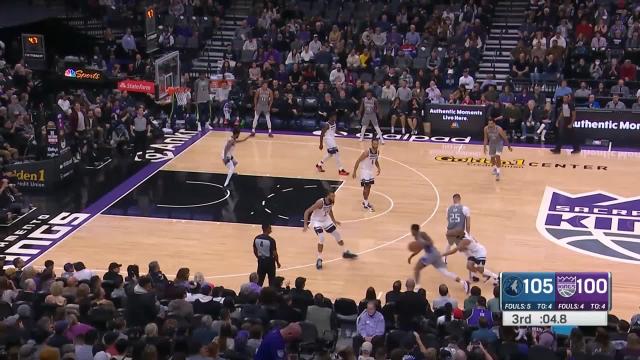 Malik Monk with a last basket of the period vs the Minnesota Timberwolves