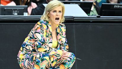 Getty Images - ALBANY, NEW YORK - MARCH 30: Head coach Kim Mulkey of the LSU Lady Tigers speaks to her team during a game against the UCLA Bruins during the Sweet Sixteen round of the 2024 NCAA Women's Basketball Tournament held at MVP Arena on March 30, 2024 in Albany, New York. (Photo by Greg Fiume/NCAA Photos via Getty Images)