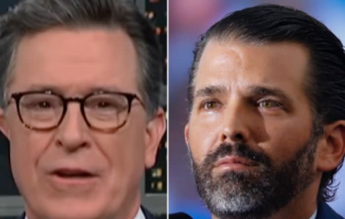 Stephen Colbert Has 2 Damning Takeaways About Donald Trump Jr.’s Capitol Riot Te..
