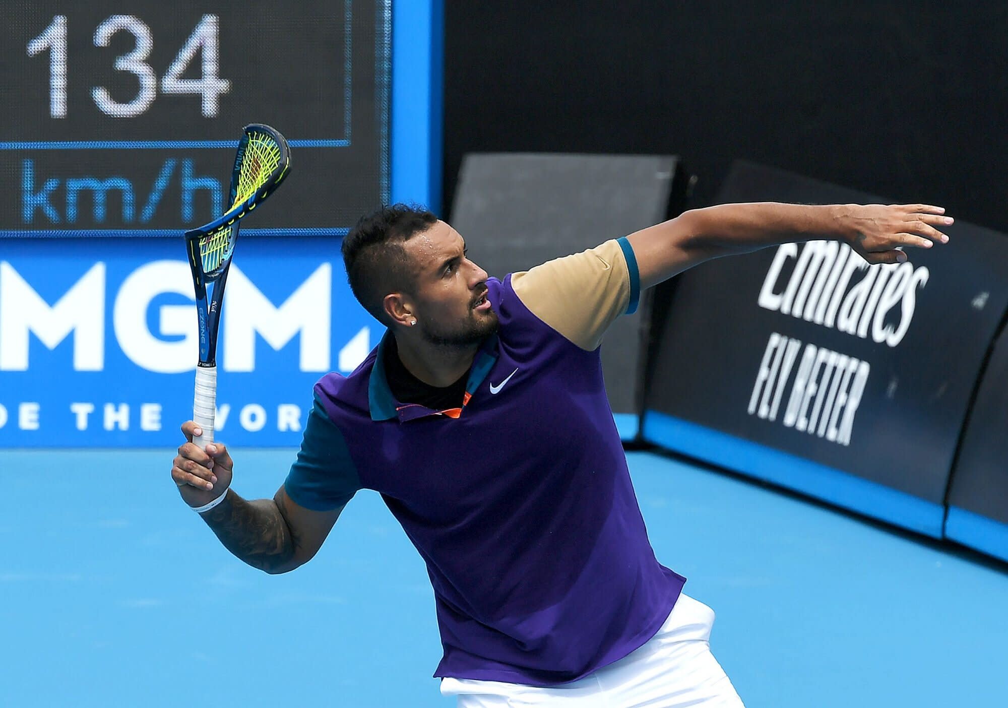 Nick Kyrgios Smashes Racket During Australian Open WarmUp Event, Goes