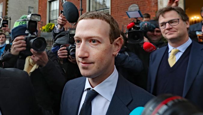 Facebook CEO Mark Zuckerberg leaving The Merrion Hotel in Dublin with as its head of global policy and communications Nick Clegg after a meeting with politicians to discuss regulation of social media and harmful content. (Photo by Niall Carson/PA Images via Getty Images)