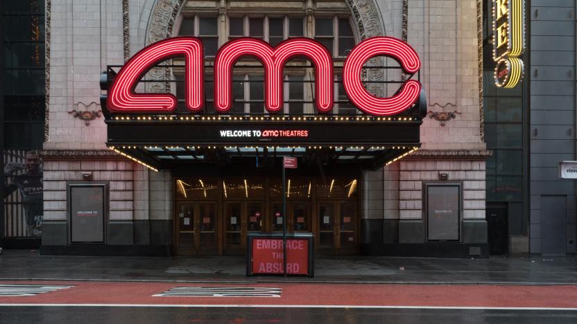 Manhattan, New York. July 10, 2020. AMC movie theatre on 42nd street in Midtown.