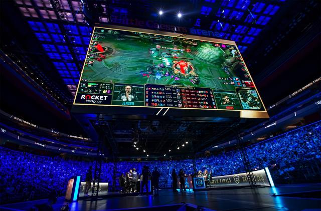 DETROIT, MI - AUGUST 25: The final play to end the game for Team Liquid that defeated Team Cloud9 to win their 4th straight championship during Day-2 of the 2019 LCS Summer Finals at Little Caesars Arena on August 25, 2019 in Detroit, Michigan. Team Liquid defeated Team Cloud9 3-2 in a best of 5 match play to win the North American 2019 League of Legends Championship. (Photo by Dave Reginek/Getty Images)