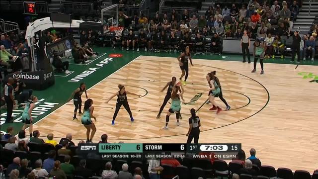 Jonquel Jones with a 3-pointer vs. Seattle Storm