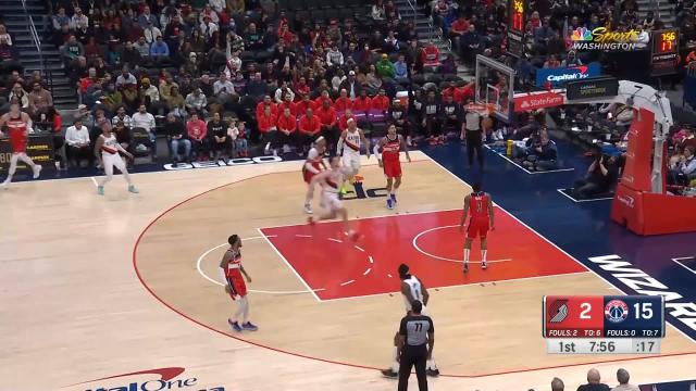 Damian Lillard with a deep 3 vs the Washington Wizards