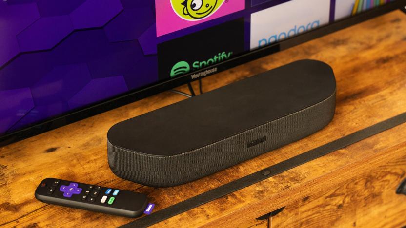 Roku Streambar smart soundbar in a living room.