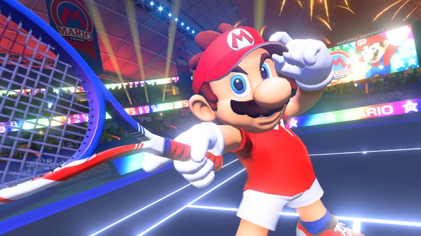 Mario with a tennis racket