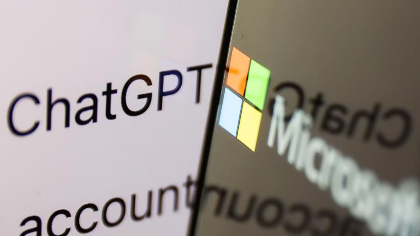 ChatGPT website displayed on a laptop screen and Microsoft logo displayed on a phone screen are seen in this illustration photo taken in Krakow, Poland on February 26, 2023. 