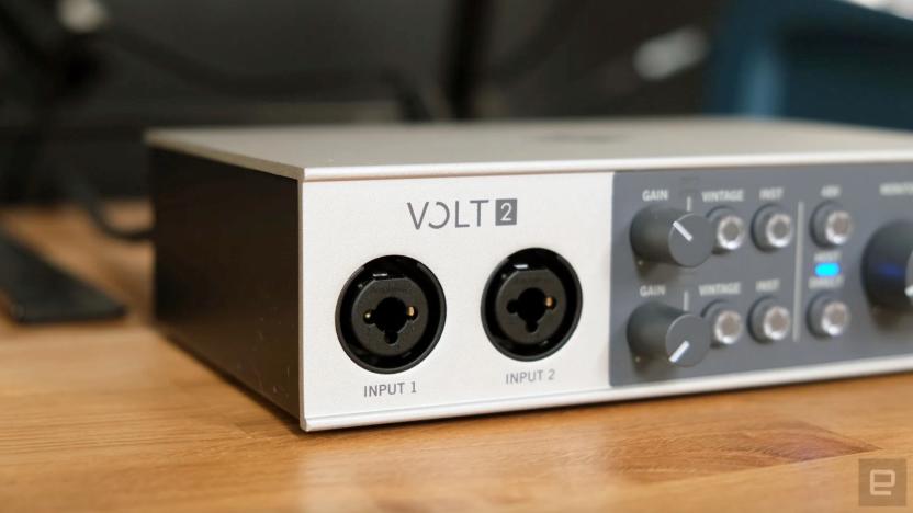 An image of an audio interface on a desk. 