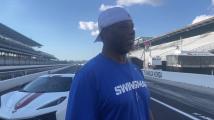 Ken Griffey Jr. speaks with the media before driving pace car for 2024 Indianapolis 500