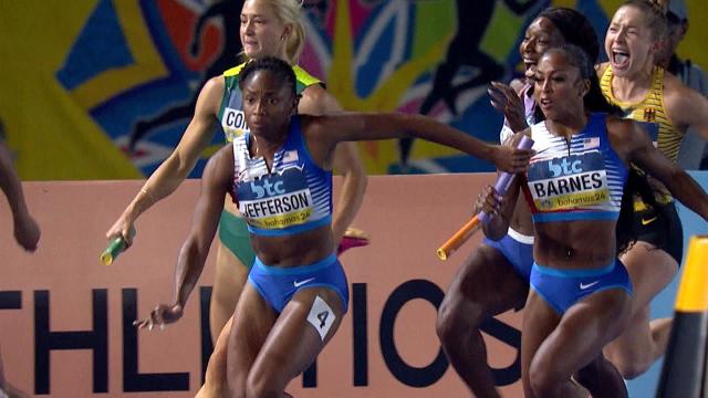 Jefferson leads USA to women's 4x100m relay win