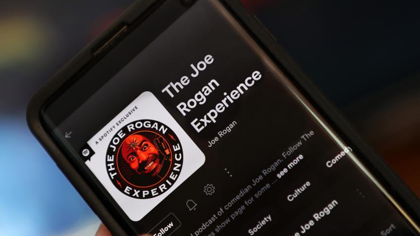 NEW YORK, NEW YORK - JANUARY 31: In this photo illustration, "The Joe Rogan Experience" podcast is viewed on Spotify's mobile app on January 31, 2022 in New York City. Several artists recently removed their music from Spotify in protest of hosting Joe Rogan's podcast. (Photo Illustration by Cindy Ord/Getty Images)