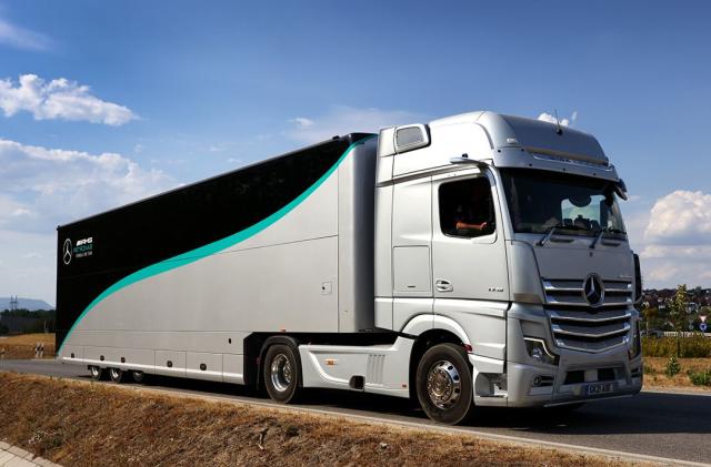 A Mercedes-AMG F1 freight truck.