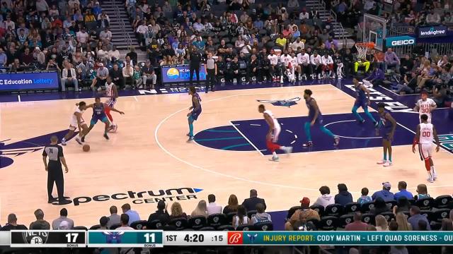 Nicolas Claxton with an alley oop vs the Charlotte Hornets