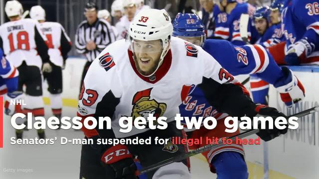 Senators’ gloomy headlines include suspension for Claesson