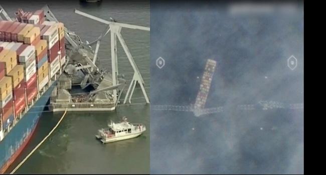 曝衛星圖！美大橋坍塌清晰對比