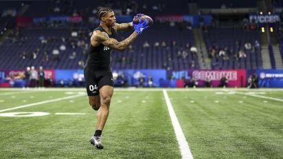Getty Images - INDIANAPOLIS, INDIANA - MARCH 2: Keon Coleman #WO04 of Florida State participates in a drill during the NFL Combine at the Lucas Oil Stadium on March 2, 2024 in Indianapolis, Indiana. (Photo by Kevin Sabitus/Getty Images)