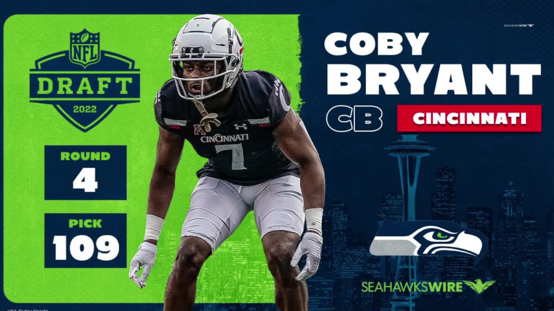 Seahawks pick Cincinnati CB Coby Bryant at No. 109 overall