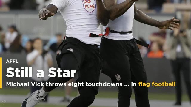 Michael Vick throws eight touchdowns ... in flag football, but still