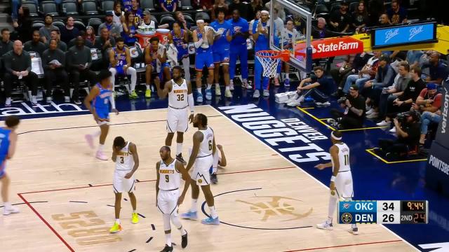 Darius Bazley with an and one vs the Denver Nuggets