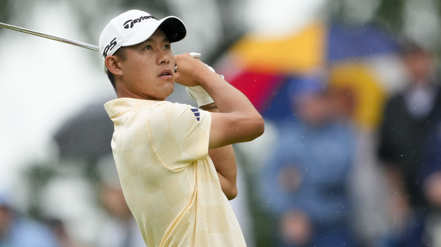 Associated Press - Collin Morikawa watches his tee shot on the 12th hole during the second round of the PGA Championship golf tournament at the Valhalla Golf Club, Friday, May 17, 2024, in Louisville, Ky. (AP Photo/Matt York)