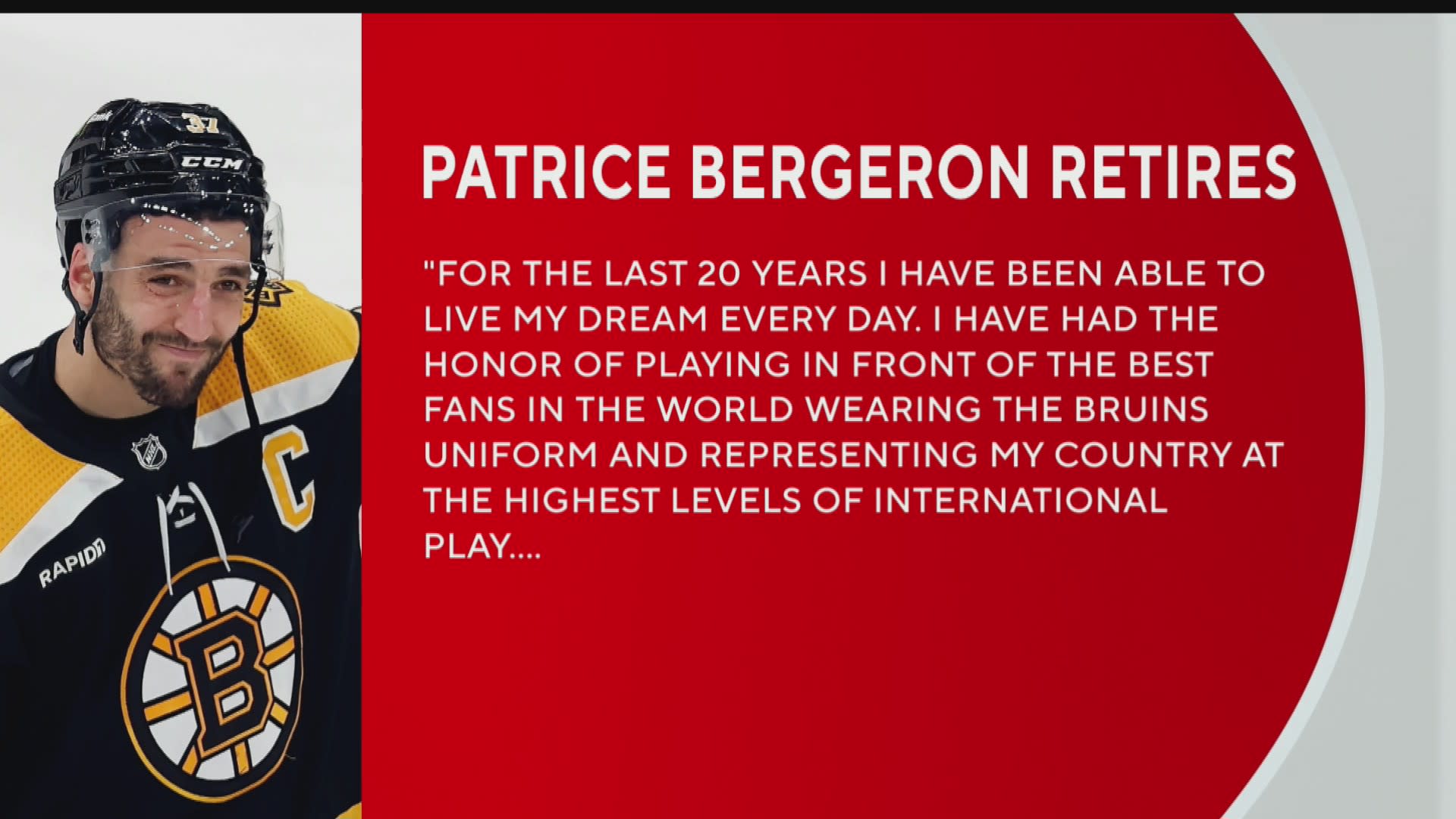 Bruins honor captain with 'Patrice Bergeron Day