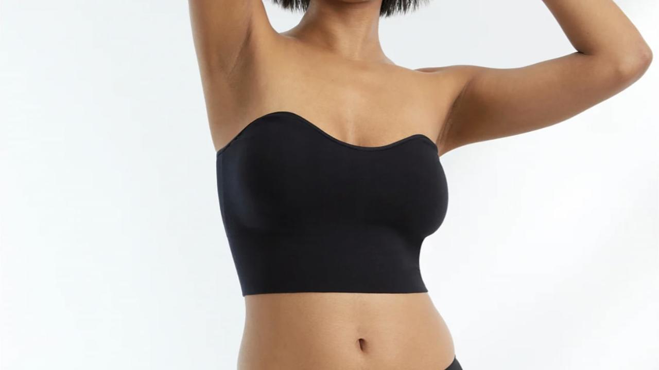 Strapless Knit Tube Crop Top Strong Support Strapless Bra Super