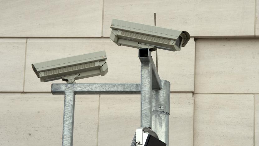 A general view shows security cameras on a building in the north part of the compound of the German Federal Intelligence Agency (BND) during the opening ceremony of the BND headquarters in Berlin March 31, 2014.    REUTERS/Soeren Stache/Pool  (GERMANY - Tags: POLITICS)