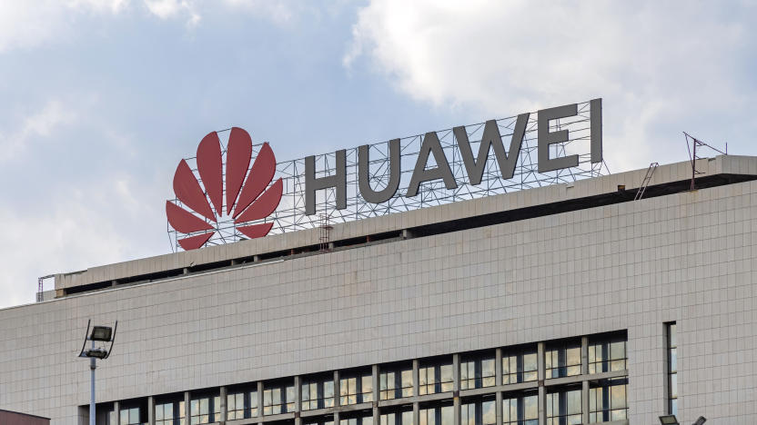 Belgrade, Serbia - August 31, 2021: Big Sign Huawei Chinese Tech Company at Top of Office Building in New Belgrade.