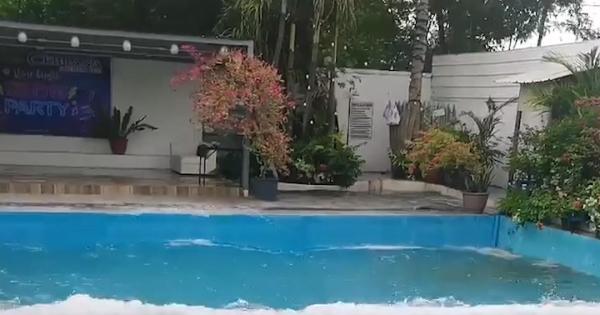 Swimming pool shakes violently during Philippines ...