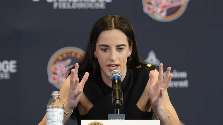 Associated Press - Indiana Fever's Caitlin Clark speaks during a WNBA basketball news conference, Wednesday, April 17, 2024, in Indianapolis. (AP Photo/Darron Cummings)