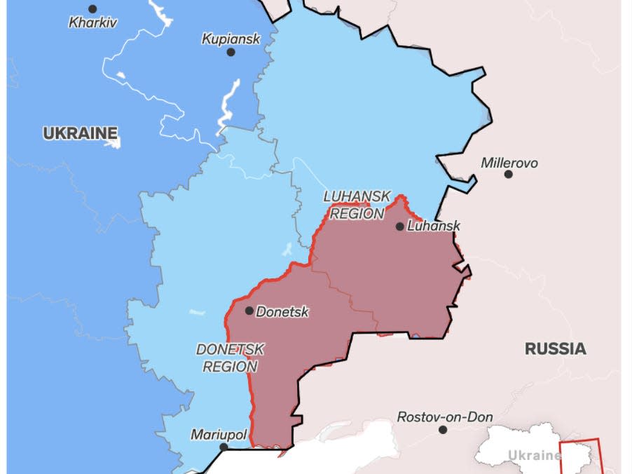 This map shows rebels' expansive claims to Ukraine that Putin just threw his wei..