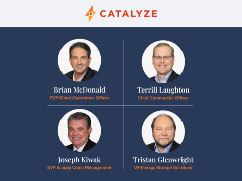 Catalyze Expands Executive Suite, Hiring New COO, CCO, SVP of Supply Chain Management, and VP of Energy Storage Solutions