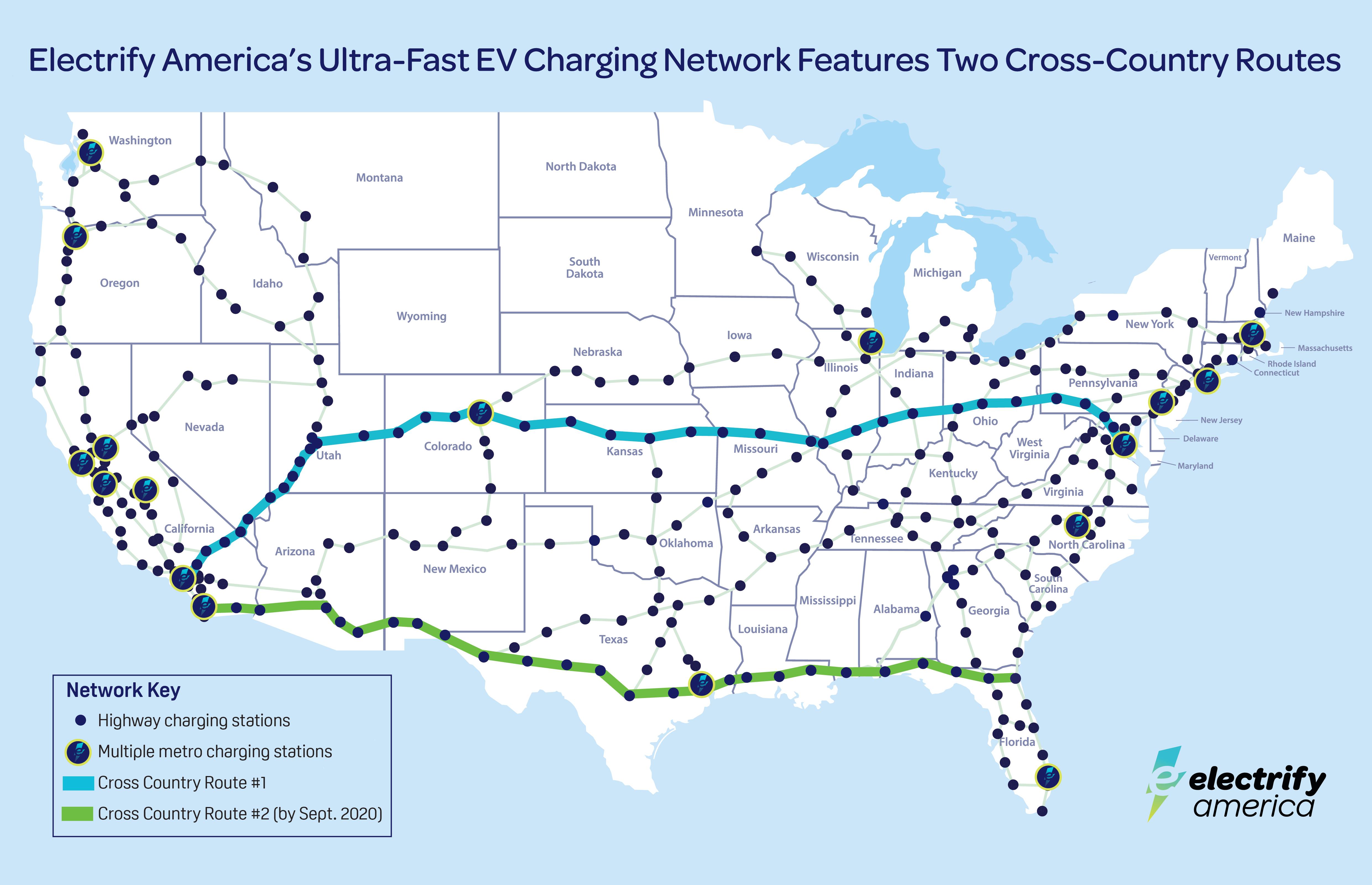 Electrify America’s first crosscountry EV charging route is complete