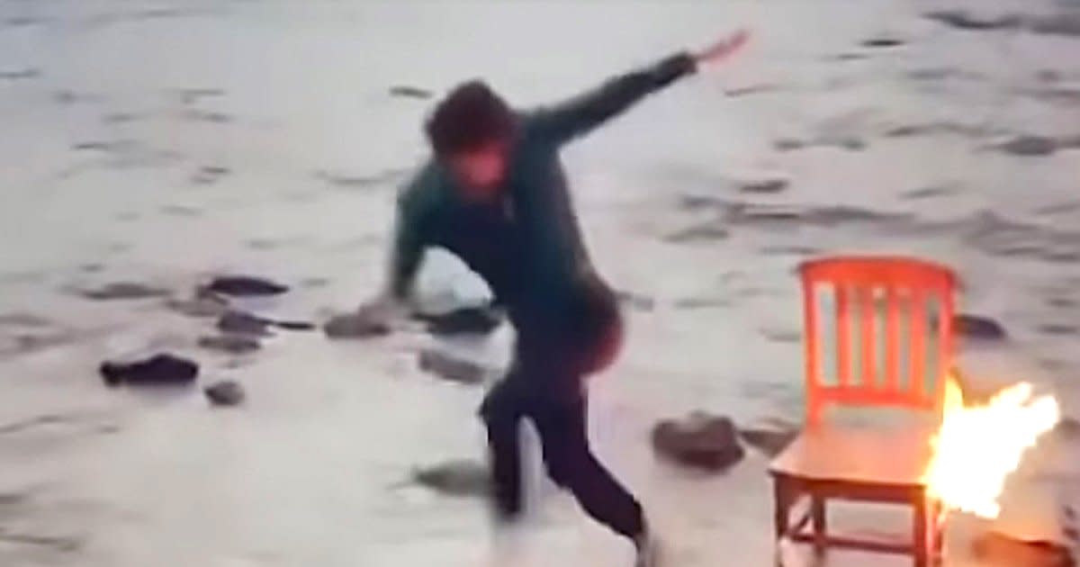 Tom Holland Runs Away From Flames After Nearly Catching On Fire