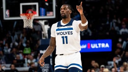 Getty Images - MINNEAPOLIS, MINNESOTA - APRIL 3: Naz Reid #11 of the Minnesota Timberwolves points to a teammate after making a three point shot in the third quarter of the game against the Toronto Raptors at Target Center on April 3, 2024 in Minneapolis, Minnesota. NOTE TO USER: User expressly acknowledges and agrees that, by downloading and or using this photograph, User is consenting to the terms and conditions of the Getty Images License Agreement. (Photo by Stephen Maturen/Getty Images)