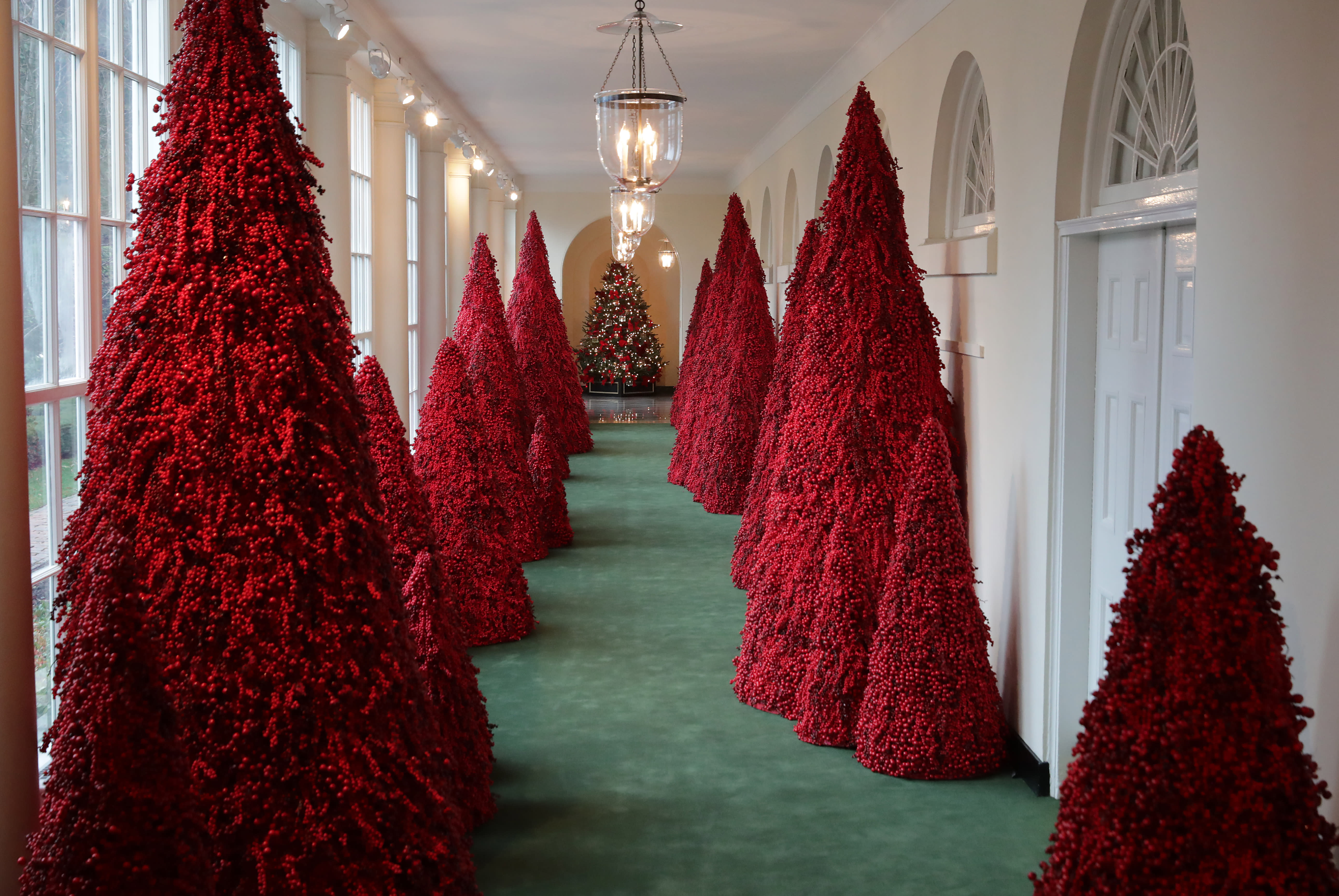 Melania Trump's 'Blood' Red White House Holiday Trees Bestow the